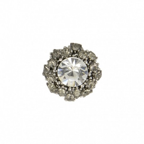 Bouton bijou fleur strass