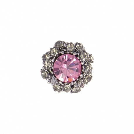 Bouton bijou fleur strass