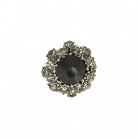 Bouton bijou fleur strass