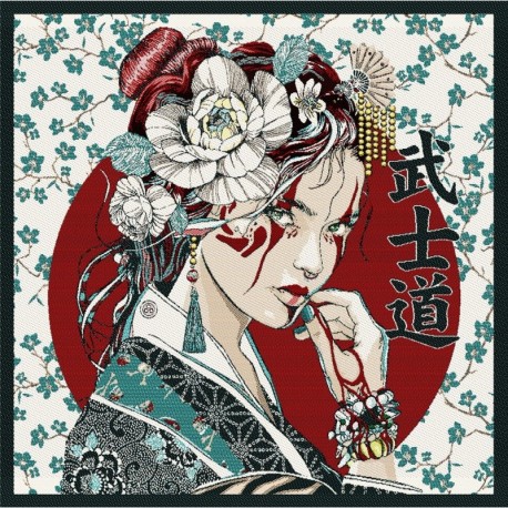 Coupon de Tissu Geisha Turquoise 48x48 cm