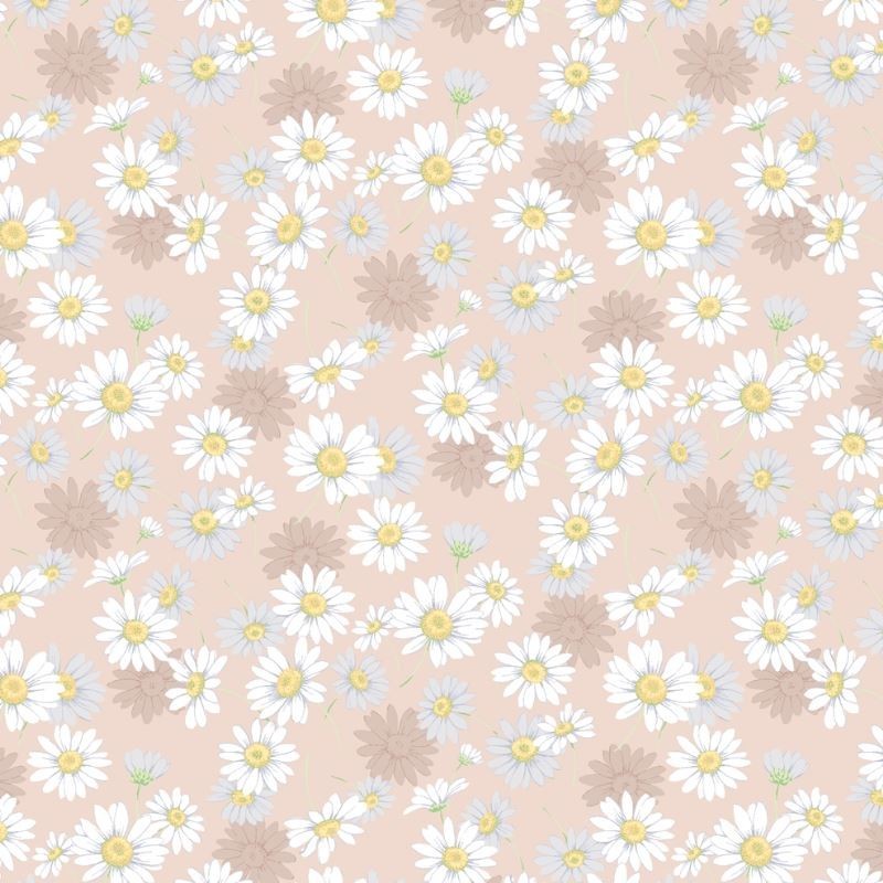 Tissu Aster Imprimé Rose Poudre 