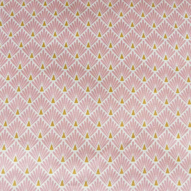 Tissu Ecailles Dorées Cretonne Rose