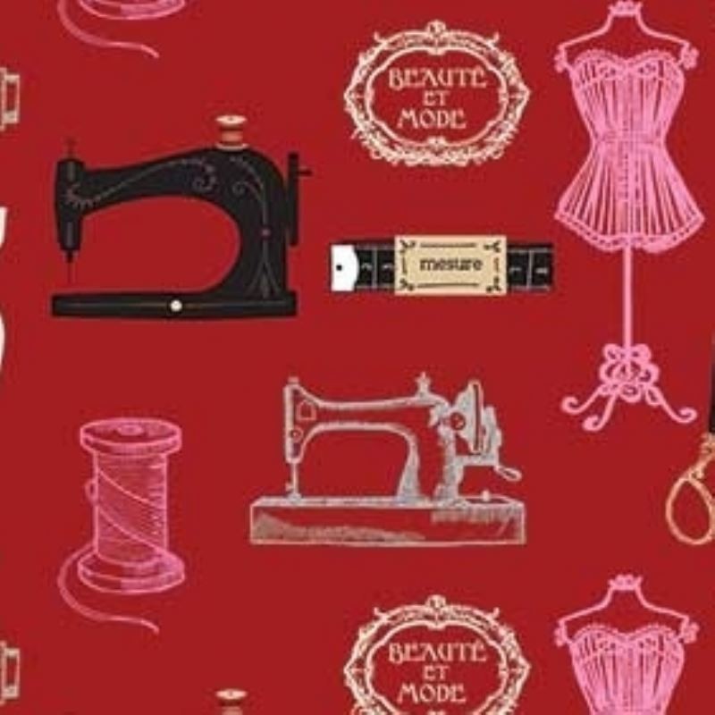 Tissu Couturiere 2 Digital Rouge 