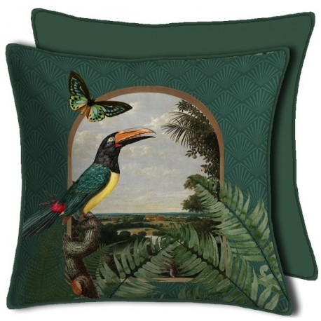 Housse de Coussin Curiosite Vert Toucan 50x50 cm