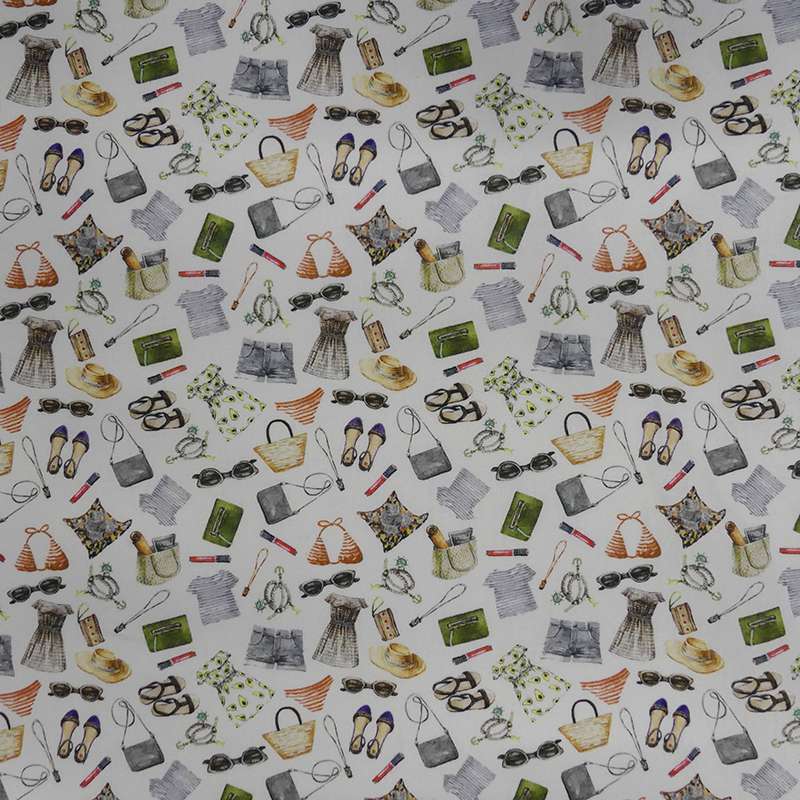 Tissu Outfit Cretonne Imprimé Blanc
