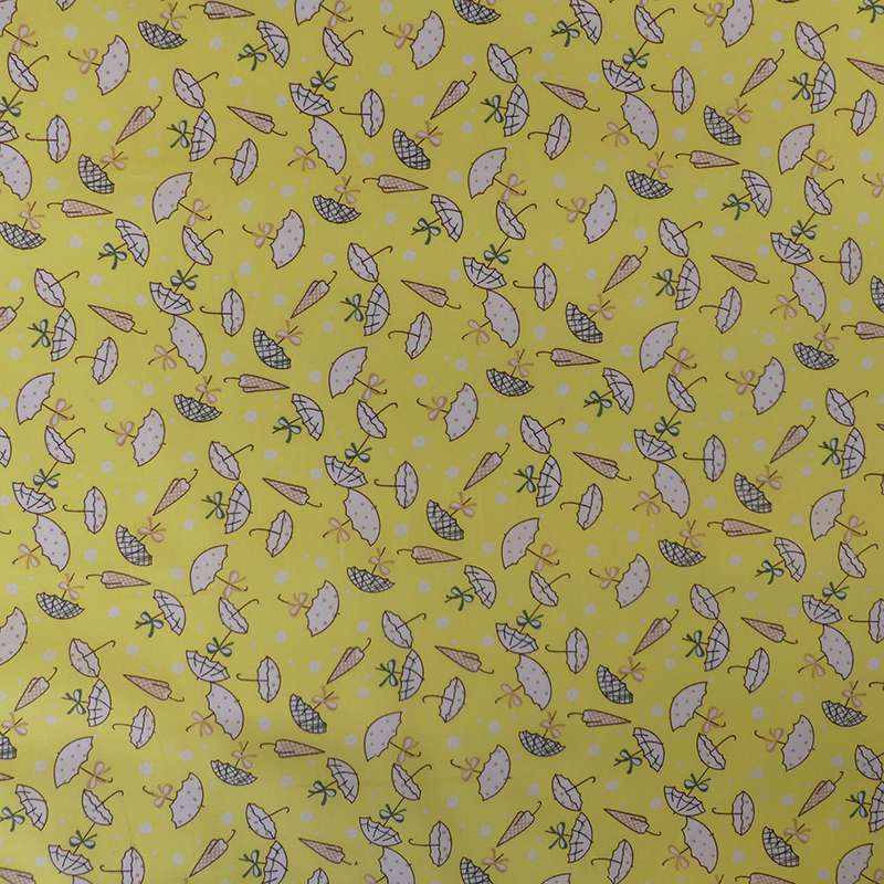 Tissu Popeline Imprime Parapluie Jaune