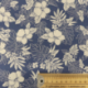 Tissu Popeline Imprime Fleur feuille Fond Bleu 