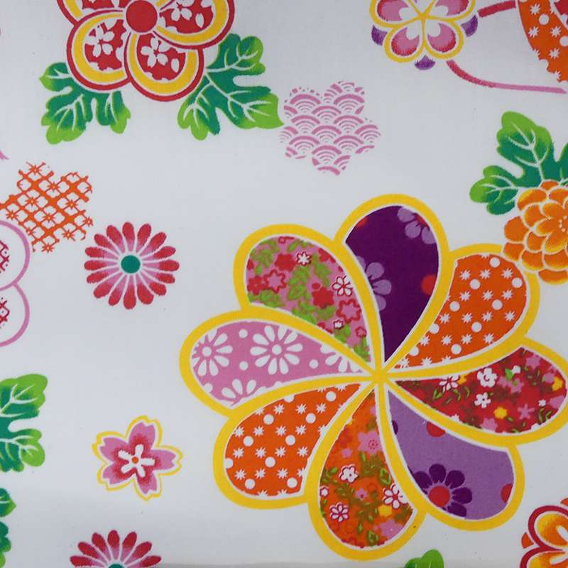 Tissu Popeline Imprime Grosse Fleur Fond Blanc