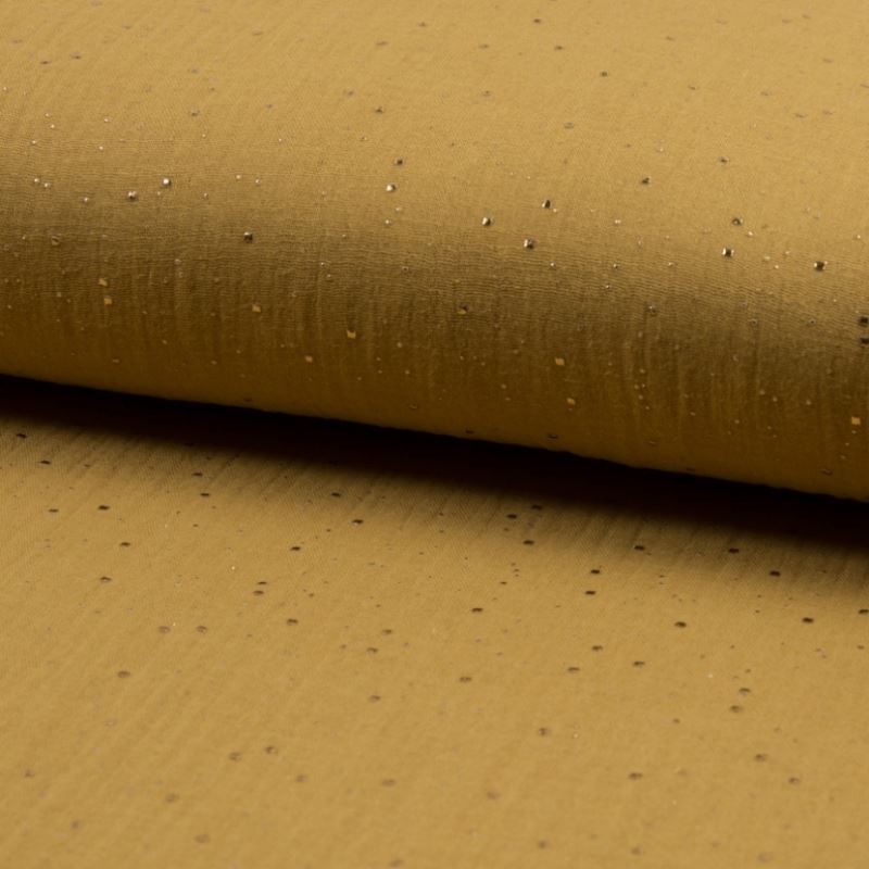 Tissu Double Gaze Paillette Caramel