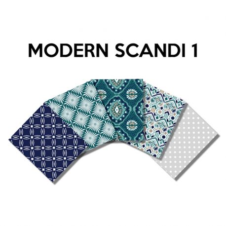 Un Lot de 5 Coupons de Tissu Modern Scandi Multico 45x55 cm