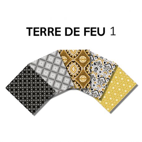 Un Lot de 5 Coupons de Tissu Terre de Feu Multico 45x55 cm