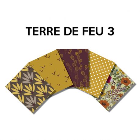 Un Lot de 5 Coupons de Tissu Terre de Feu Multico 45x55 cm