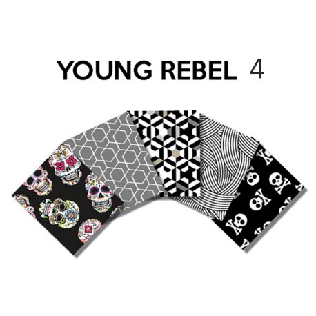 Un Lot de 5 Coupons de Tissu Young Rebel Multico 45x55 cm