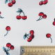 Tissu Popeline Imprime Cerise Fond Blanc