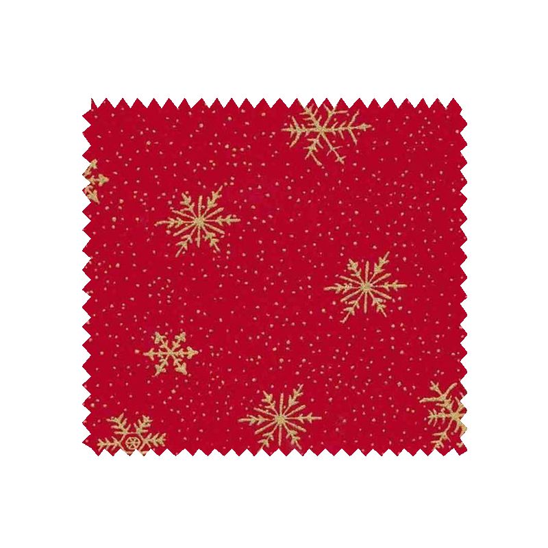 Tissu Coton De Noël Imprimé All Over Etoile Fond Rouge