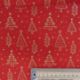 Tissu Doré Imprimé Noël sapin Fond Rouge