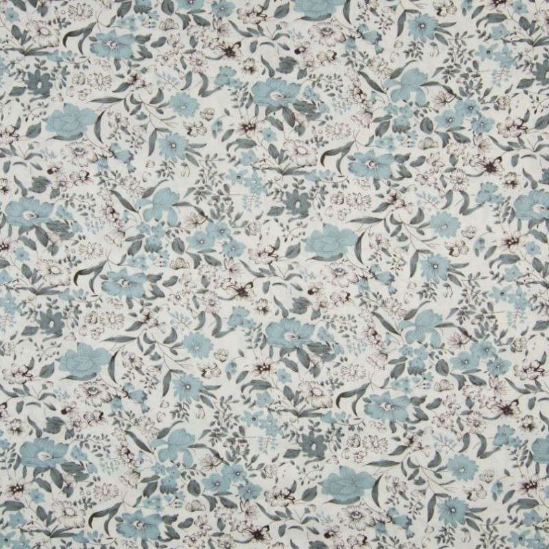 Tissu Coton Imprimé Bleu Clair 