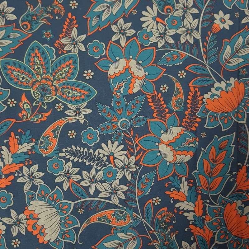 Tissu Popeline Sarah Shelby Digital Paisley Navy