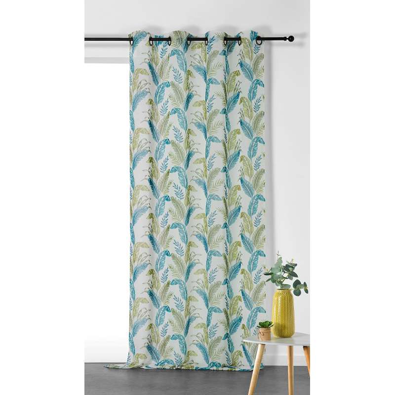 Tissu Voilage Flores Feuillage Vert