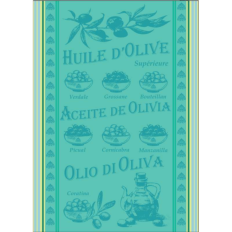 Torchon Jacquard Huile D'olive Lagon 