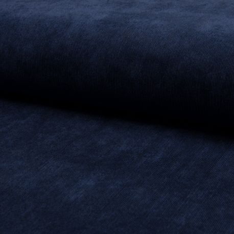 Tissu Velours Milleraies Uni Navy