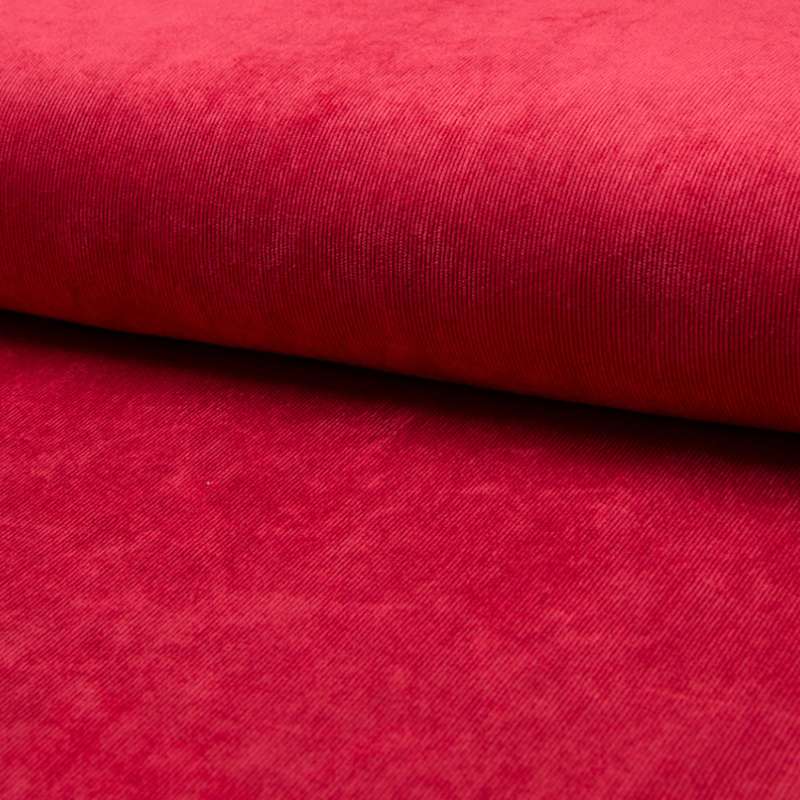 Tissu Velours milleraies Uni Rouge