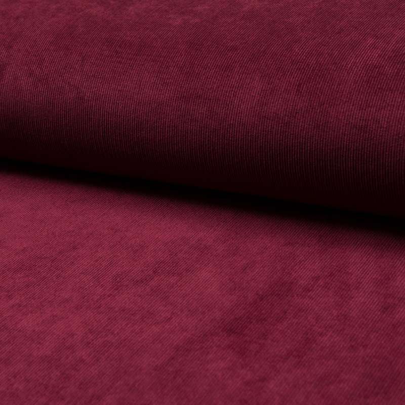 Tissu Velours Milleraies Uni Bordeaux