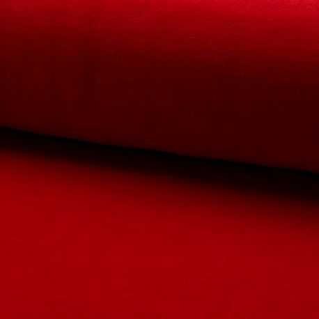 Tissu Jersey Velours Nicky Uni Rouge