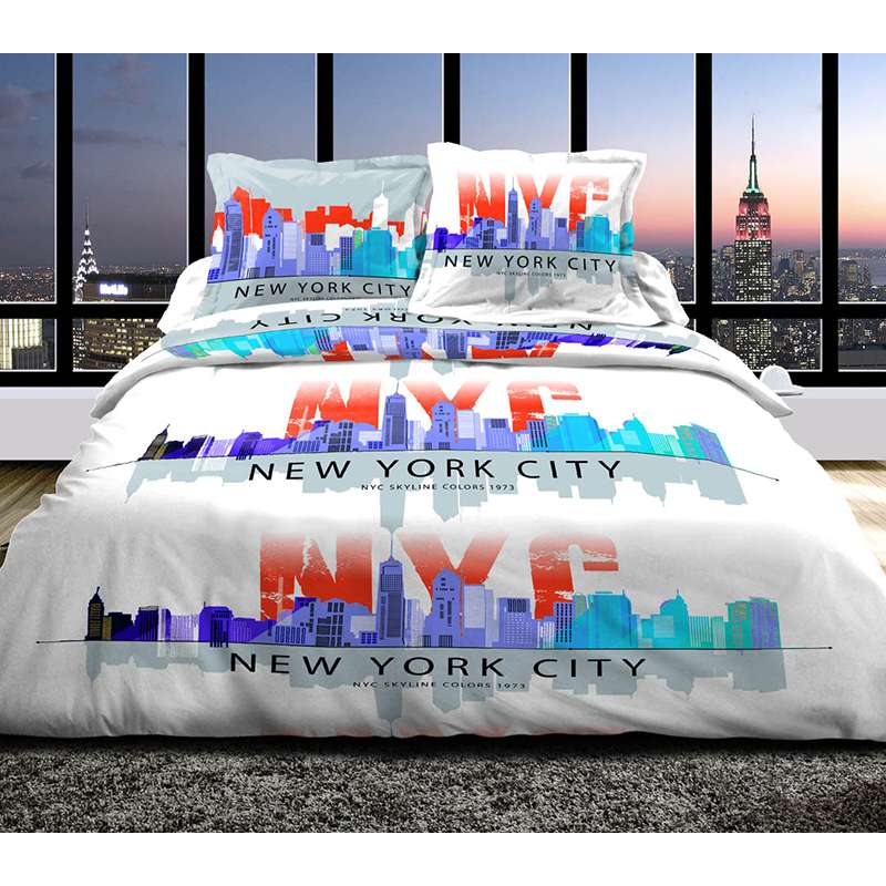 Linge de Lit Skyline Nyc Bleu 