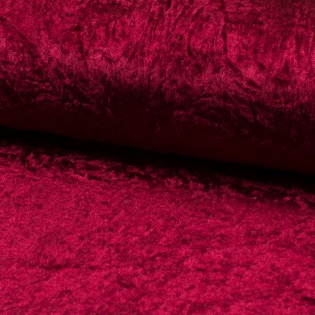 Tissu Panne De Velours Uni Bordeaux