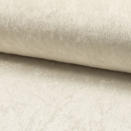 Tissu Panne De Velours Uni Blanc Cassé