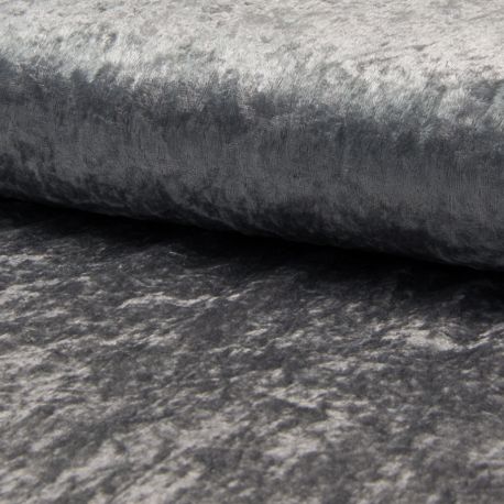 Tissu Panne De Velours Uni Gris