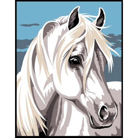 Canevas Enfant Cheval Blanc
