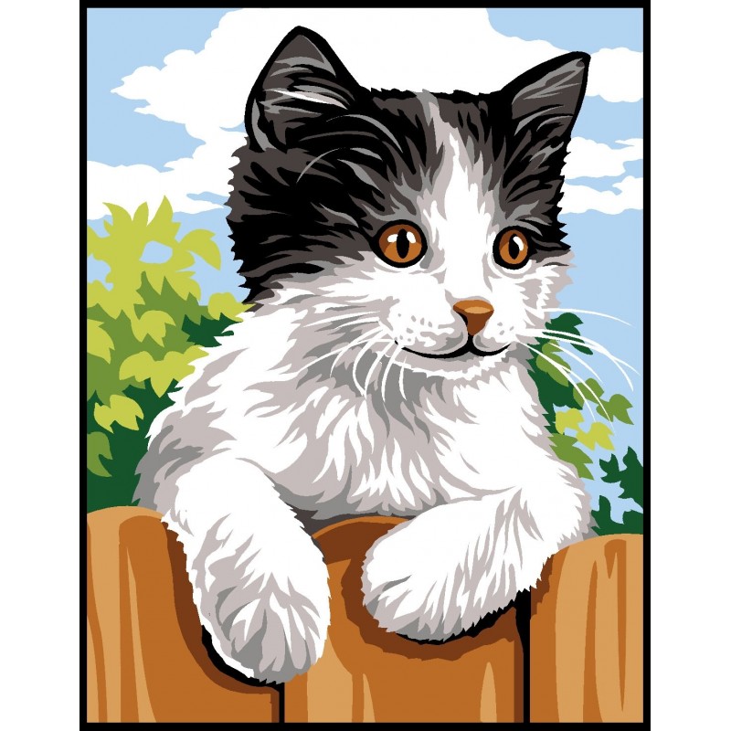 Kit Canevas Enfant Chat Noir Blanc Tissus Des Ursules Kit Canevas Enfant Chat Noir Blanc Tissus Des Ursules