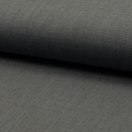 Tissu Lin Uni Gris Moyen