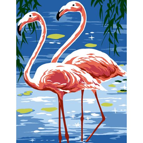 Canevas Enfant Deux Flamants Roses