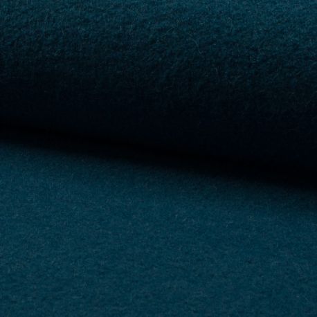 Tissu Laine Bouillie Uni Petrole 