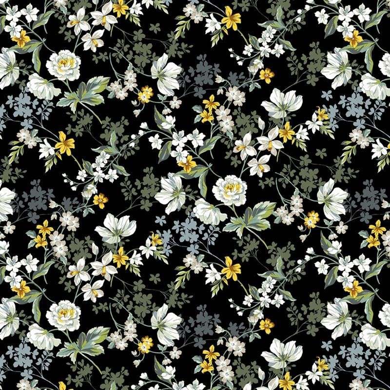 Tissu Anais Popeline Imprimé Noir 