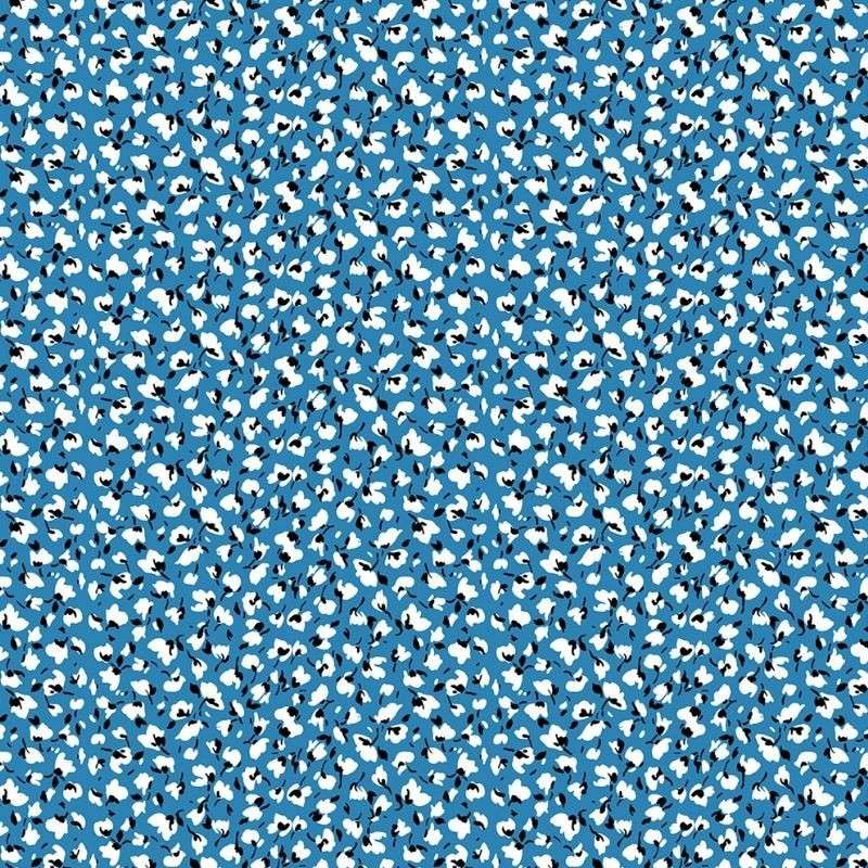 Tissu Marion Popeline Imprimé Bleu 