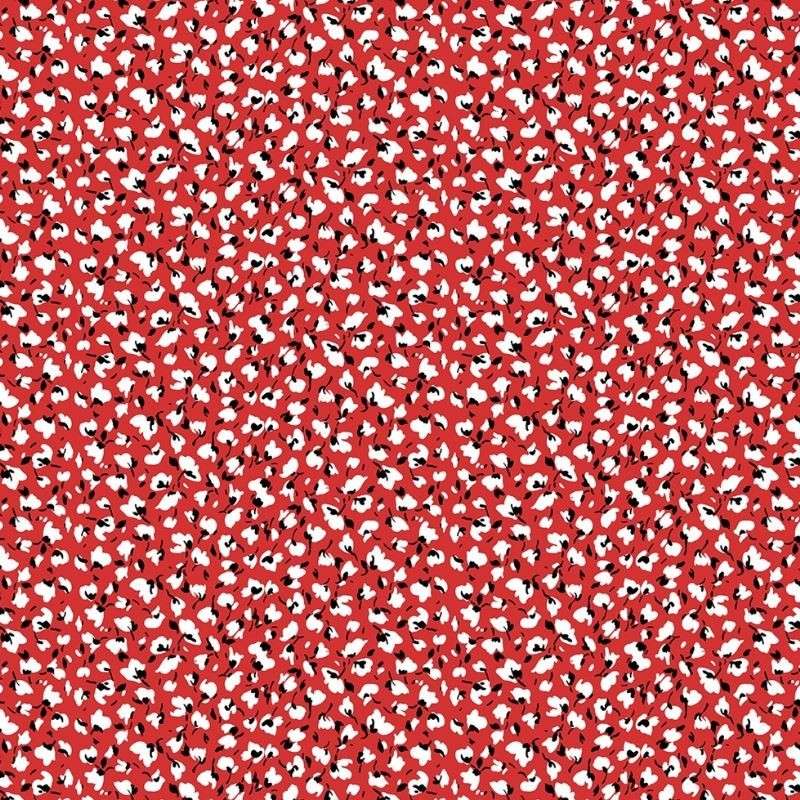 Tissu Marion Popeline Imprimé Rouge 
