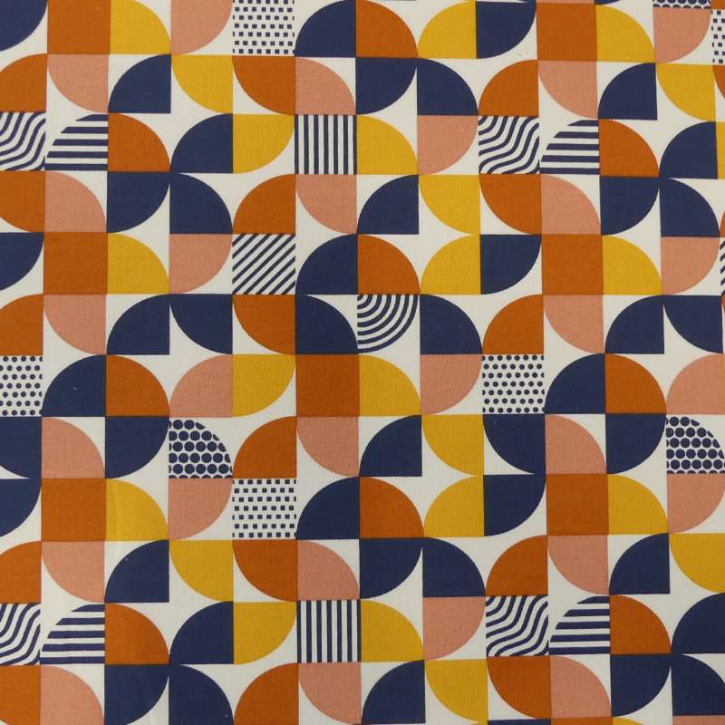 Tissu Bauhaus Imprimé Orange 