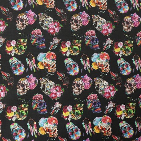 Tissu Coco Popeline Digital Noir 