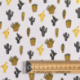 Tissu Popeline Imprimé Cactus Ocre 