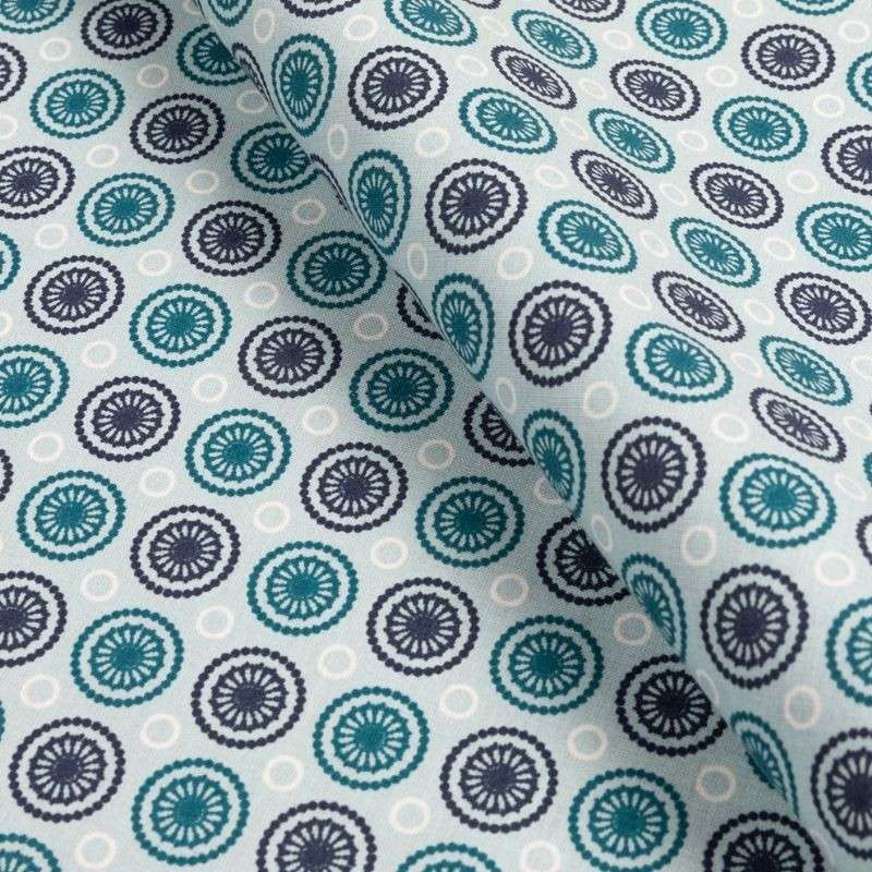 Tissu Popeline Imprimé Soleil Bleu Tissus des Ursules