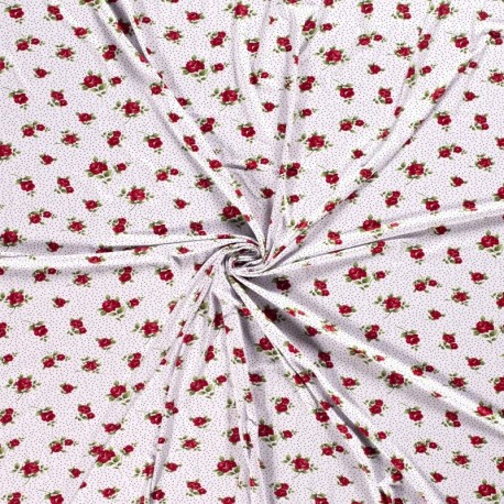 Tissu Jersey Imprimé Fleur Fond Blanc