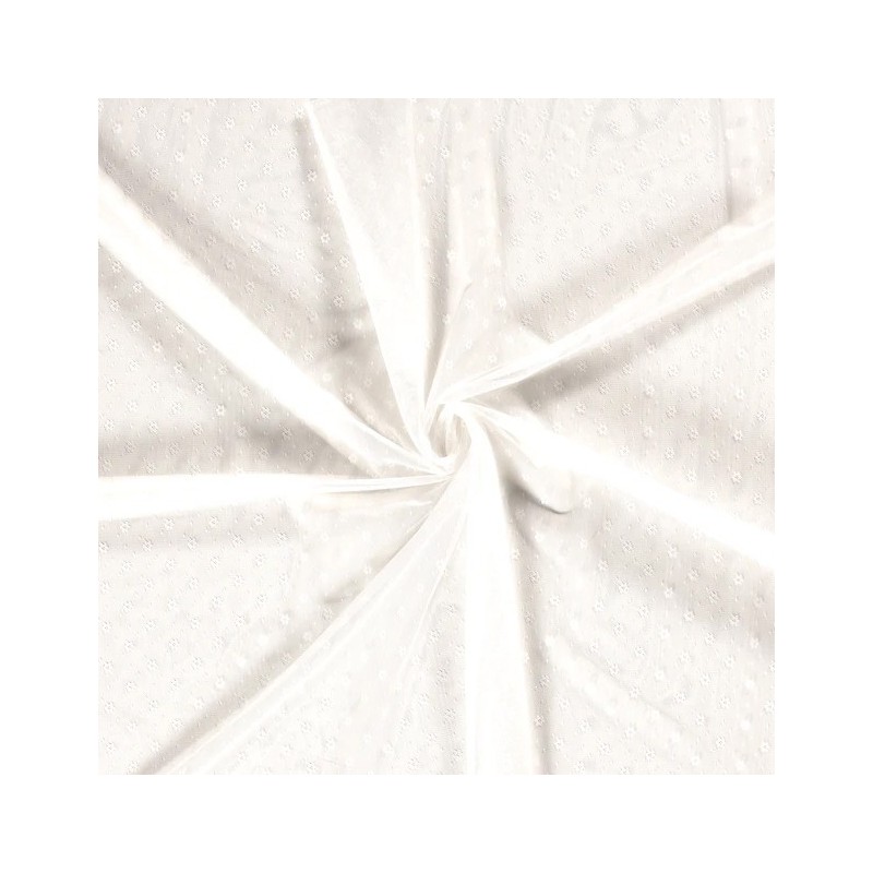 Tissu Résille Fleur Blanc Cassé