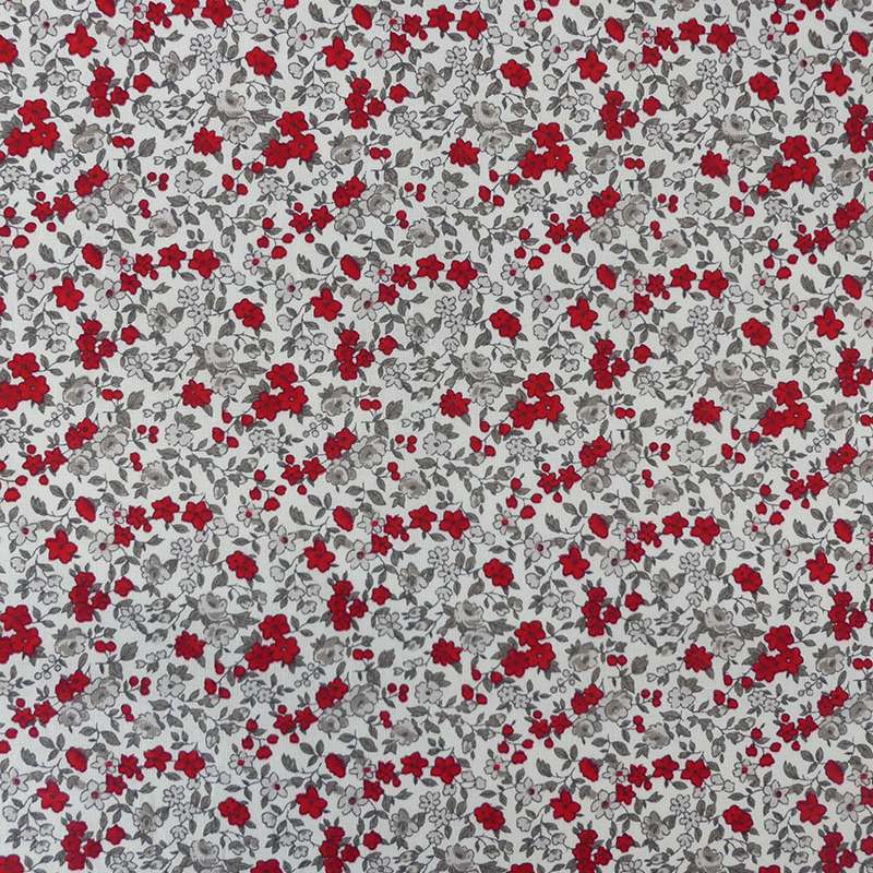 Tissu Leonie Cretonne Beige rouge  