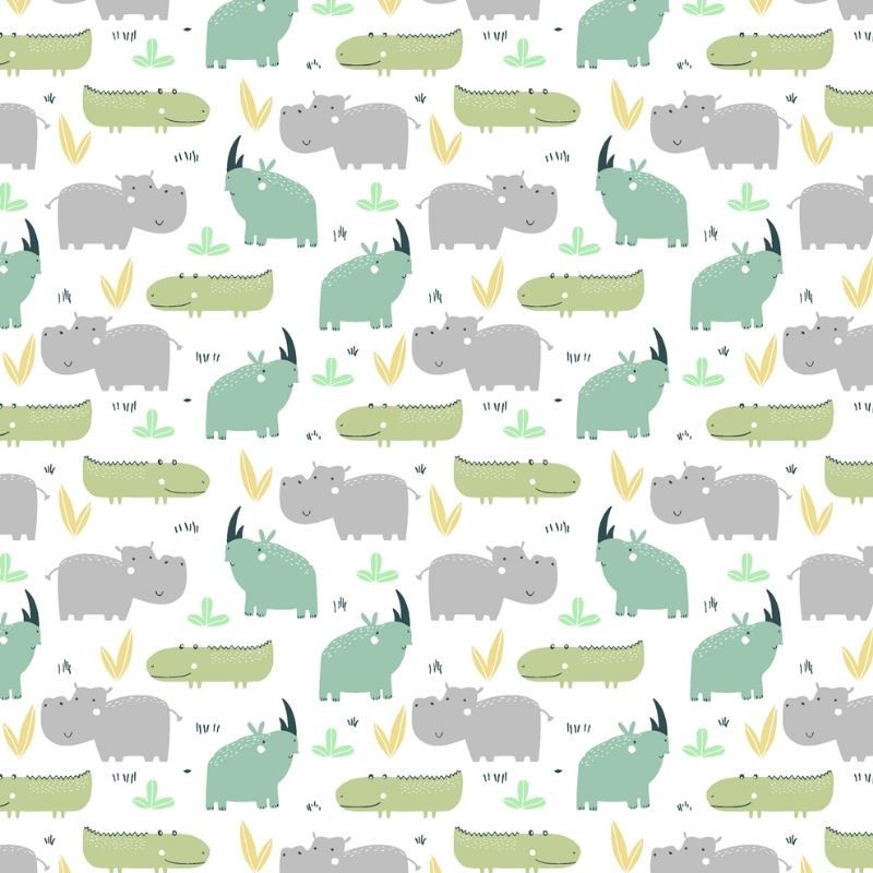 Tissu Rhino Imprimé Vert 