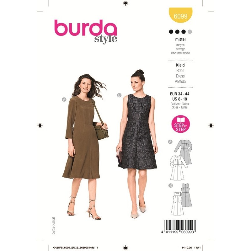 Patron Burda 6099 Robe 34/44