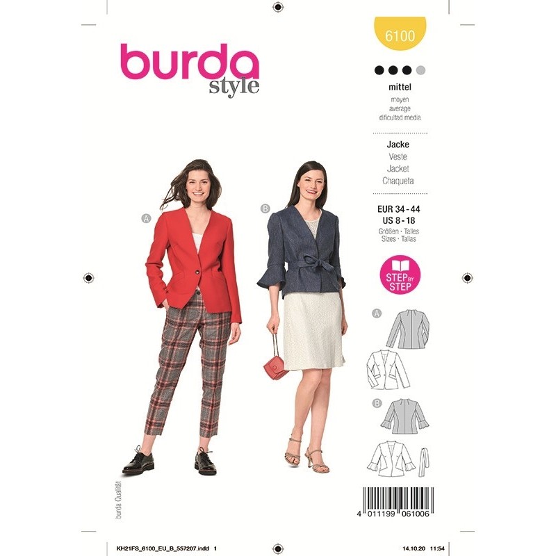 Patron Burda 6100 Veste 34/44